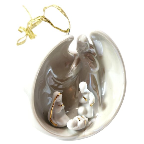 Iridescent Porcelain Nativity Scene Christmas Ornament By Appletree Design - Picture 3 of 5